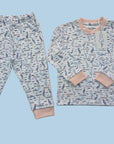 Organic Pima Toddler Pajamas - Happy Heron Print Gray Heron