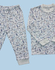 Organic Pima Toddler Pajamas - Happy Heron Print Gray Heron