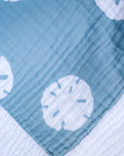 Sand Dollar Slate and Snow All-Season Organic Oversized Muslin Throw Blanket Organic Cotton Muslin Blanket Gray Heron