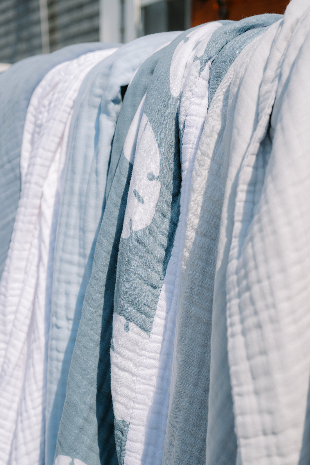 Sand Dollar Slate and Snow All-Season Organic Oversized Muslin Throw Blanket Organic Cotton Muslin Blanket Gray Heron