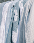 Sand Dollar Slate and Snow All-Season Organic Oversized Muslin Throw Blanket Organic Cotton Muslin Blanket Gray Heron
