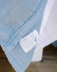 Lake Summer-Weight Organic Muslin Oversized Throw Blanket Adult Organic Cotton Muslin Blanket Gray Heron