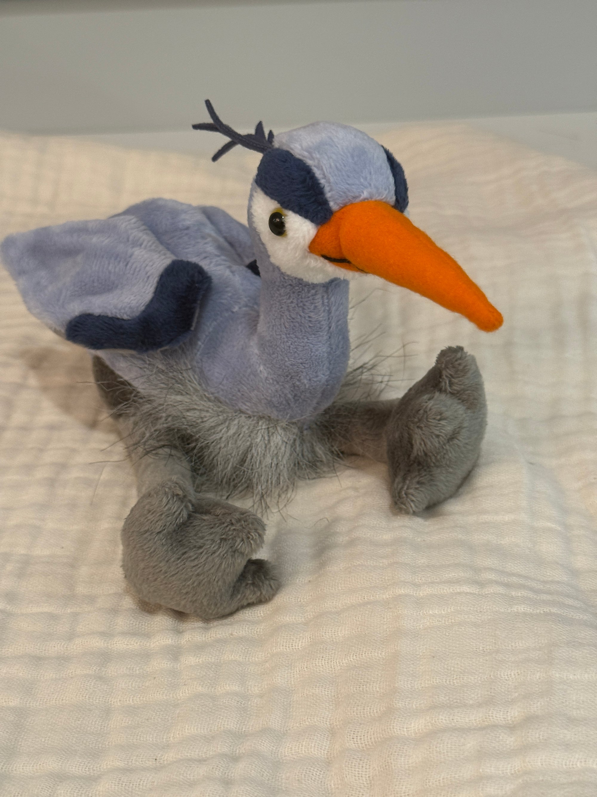 Sky Summer-Weight Organic Muslin Mini Stork Blanket with Monogram Option Organic Baby Blanket Gray Heron