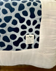 Whimsy All-Season Queen Blanket with 5" inch White Border Organic Cotton Muslin Blanket Gray Heron