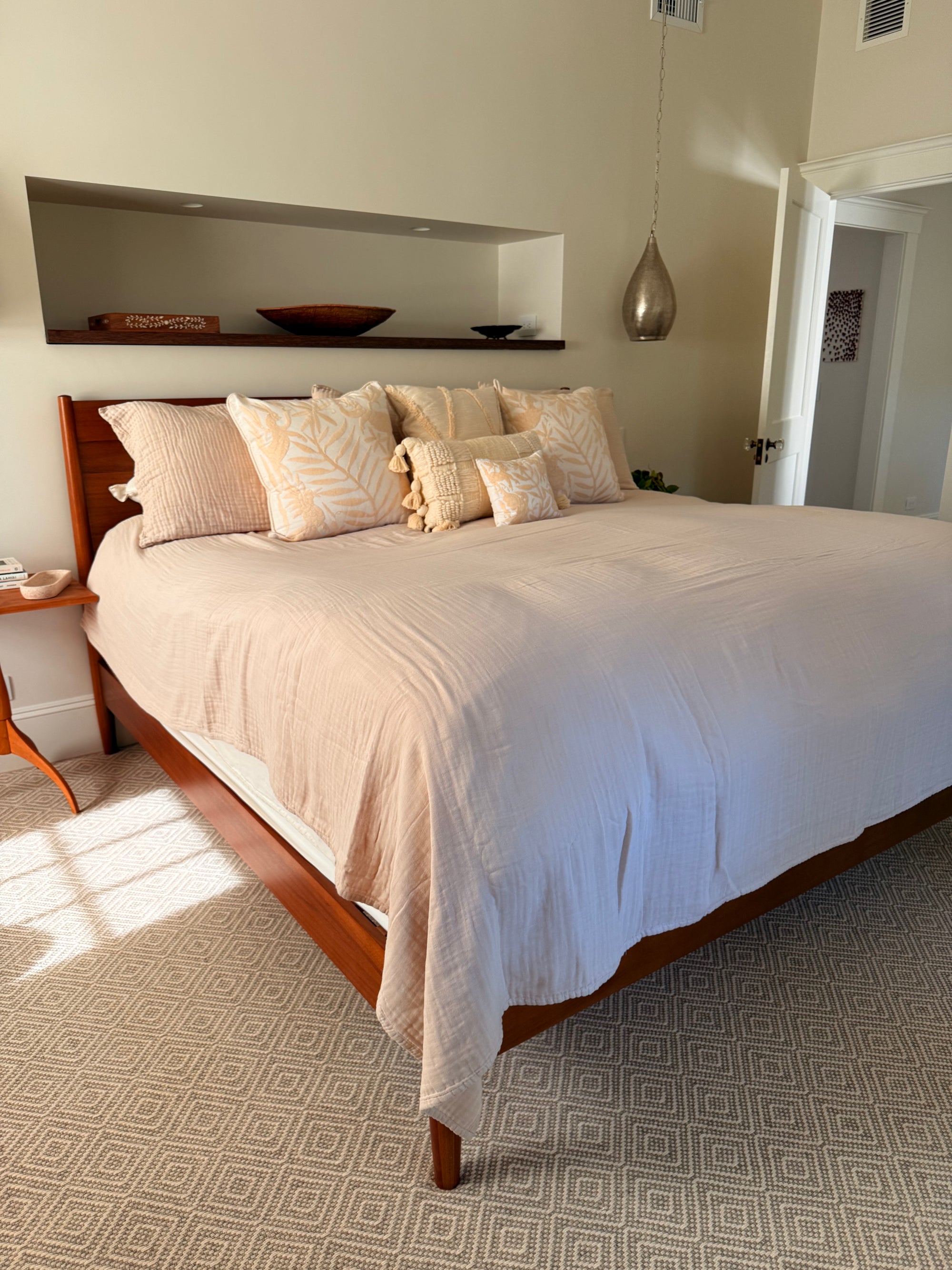 Oat Summer-Weight Organic Muslin King Blanket Adult Organic Cotton Muslin Blanket Gray Heron