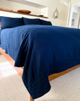 Navy All-Season Organic Muslin King Blanket Adult Organic Cotton Muslin Blanket Gray Heron