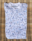 Organic Pima Baby Footie Pajamas - Happy Heron Print Organic Pajamas Gray Heron 0-3 months White
