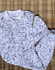 Organic Pima Baby Footie Pajamas - Happy Heron Print Organic Pajamas Gray Heron