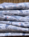 Women's Organic Pima Cotton Shortie Pajamas - Happy Heron Print Gray Heron