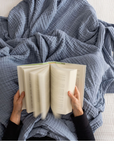 Organic Muslin Summer-Weight King Blanket in Lake Gray Heron