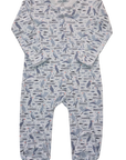 Organic Pima Baby Footie Pajamas - Happy Heron Print Organic Pajamas Gray Heron