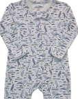 Organic Pima Baby Footie Pajamas - Happy Heron Print Organic Pajamas Gray Heron