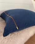 Chatham Blue Organic Muslin 22" Throw Pillowcase Organic Pillowcase Gray Heron