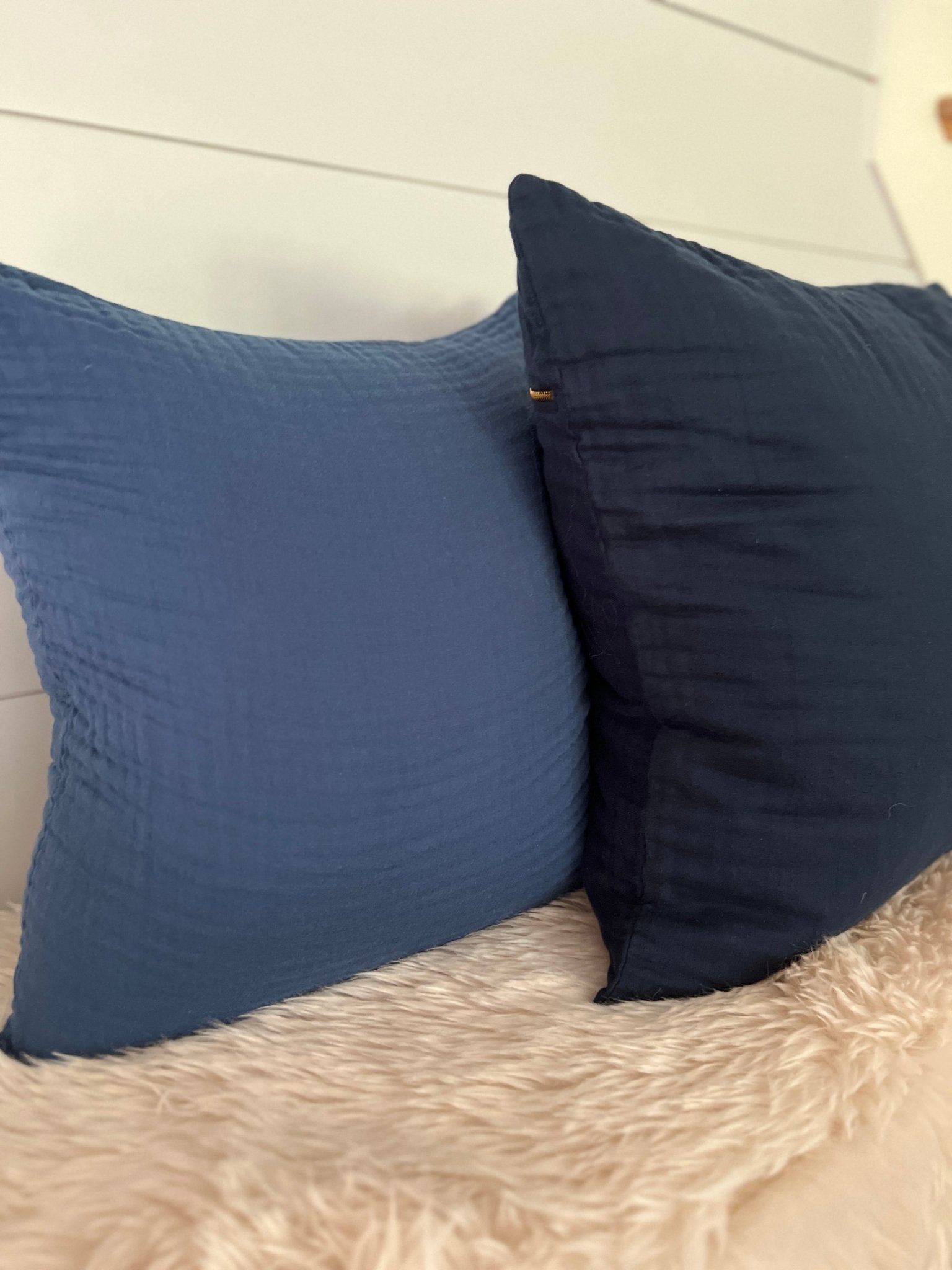 Chatham Blue Organic Muslin 22" Throw Pillowcase Organic Pillowcase Gray Heron
