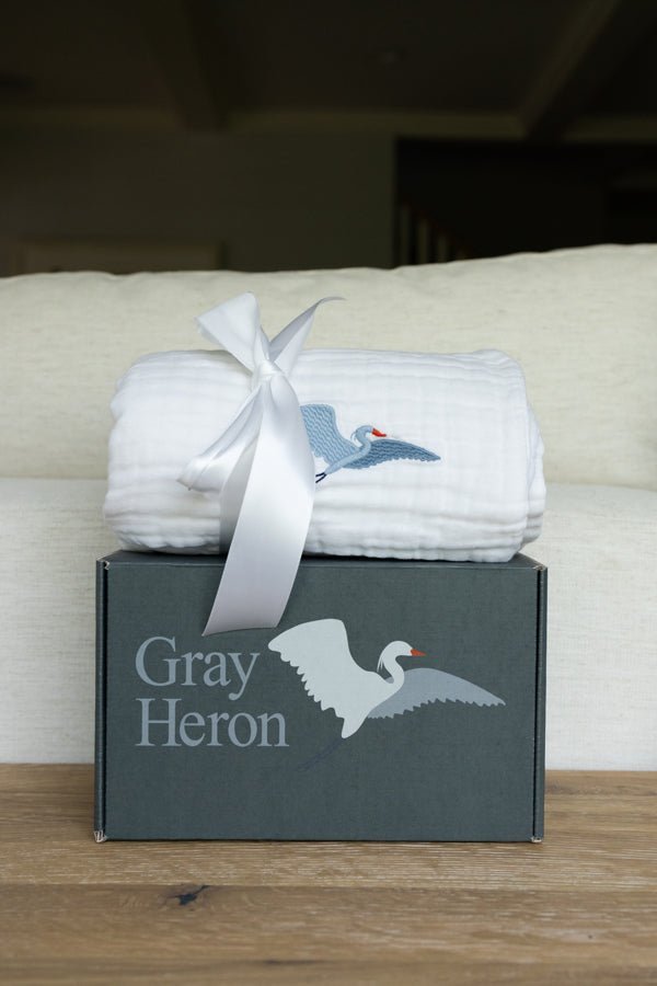 Glacial Sage All-Season Organic Muslin Mini Blanket 8 Layer Muslin Baby Blanket Gray Heron
