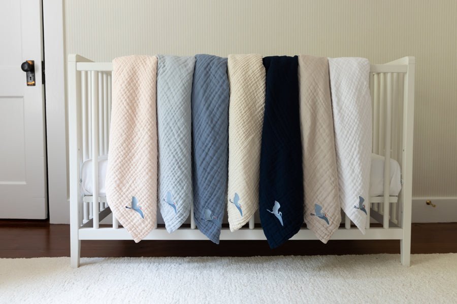 Glacial Sage All-Season Organic Muslin Mini Blanket 8 Layer Muslin Baby Blanket Gray Heron