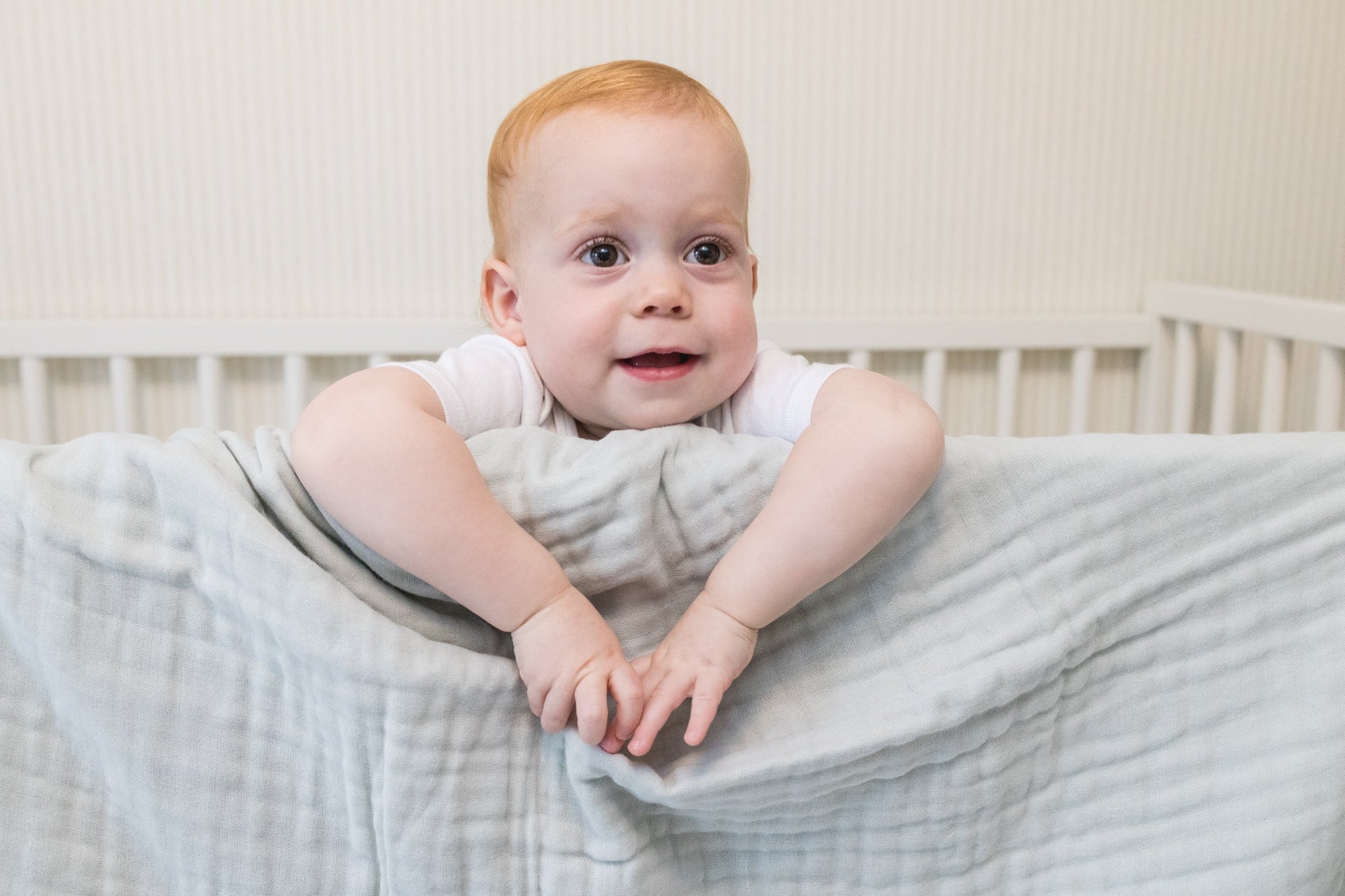 Glacial Sage All-Season Organic Muslin Mini Blanket 8 Layer Muslin Baby Blanket Gray Heron