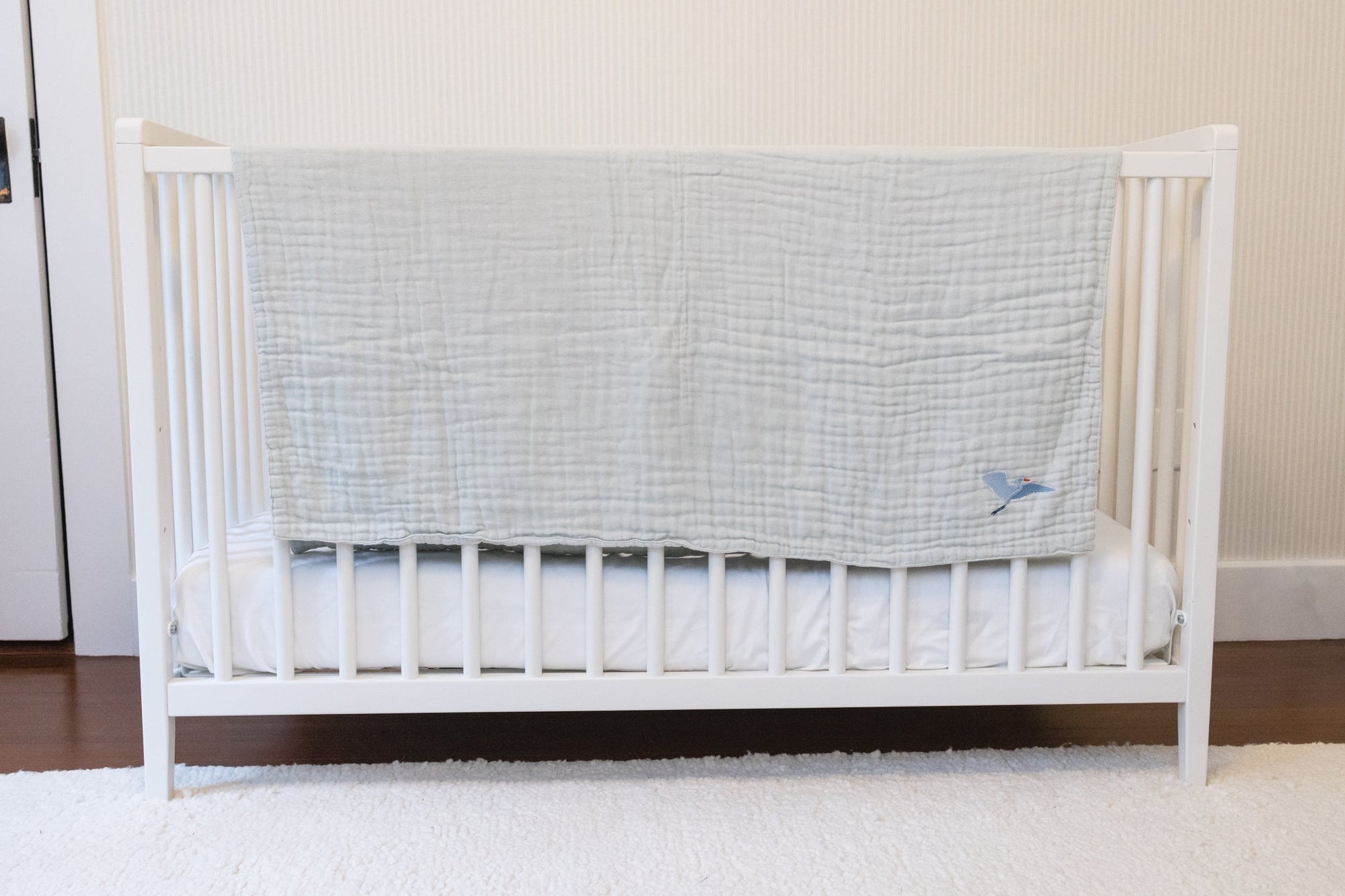 Glacial Sage All-Season Organic Muslin Mini Blanket 8 Layer Muslin Baby Blanket Gray Heron