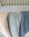 Glacial Sage All-Season Organic Muslin Mini Blanket 8 Layer Muslin Baby Blanket Gray Heron