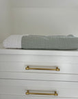 Glacial Sage & Snow All-Season Organic Muslin Throw Blanket Organic Cotton Muslin Blanket Gray Heron
