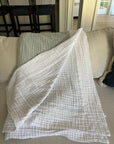 Glacial Sage & Snow All-Season Organic Muslin Throw Blanket Organic Cotton Muslin Blanket Gray Heron