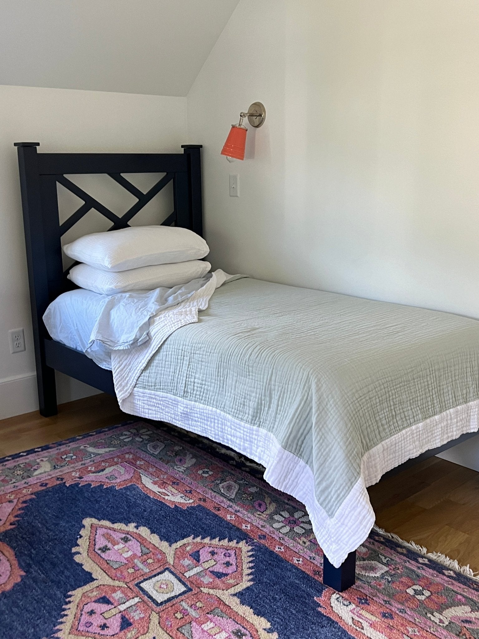 Glacial Sage & Snow All-Season Organic Muslin Twin Blanket Organic Cotton Muslin Blanket Gray Heron