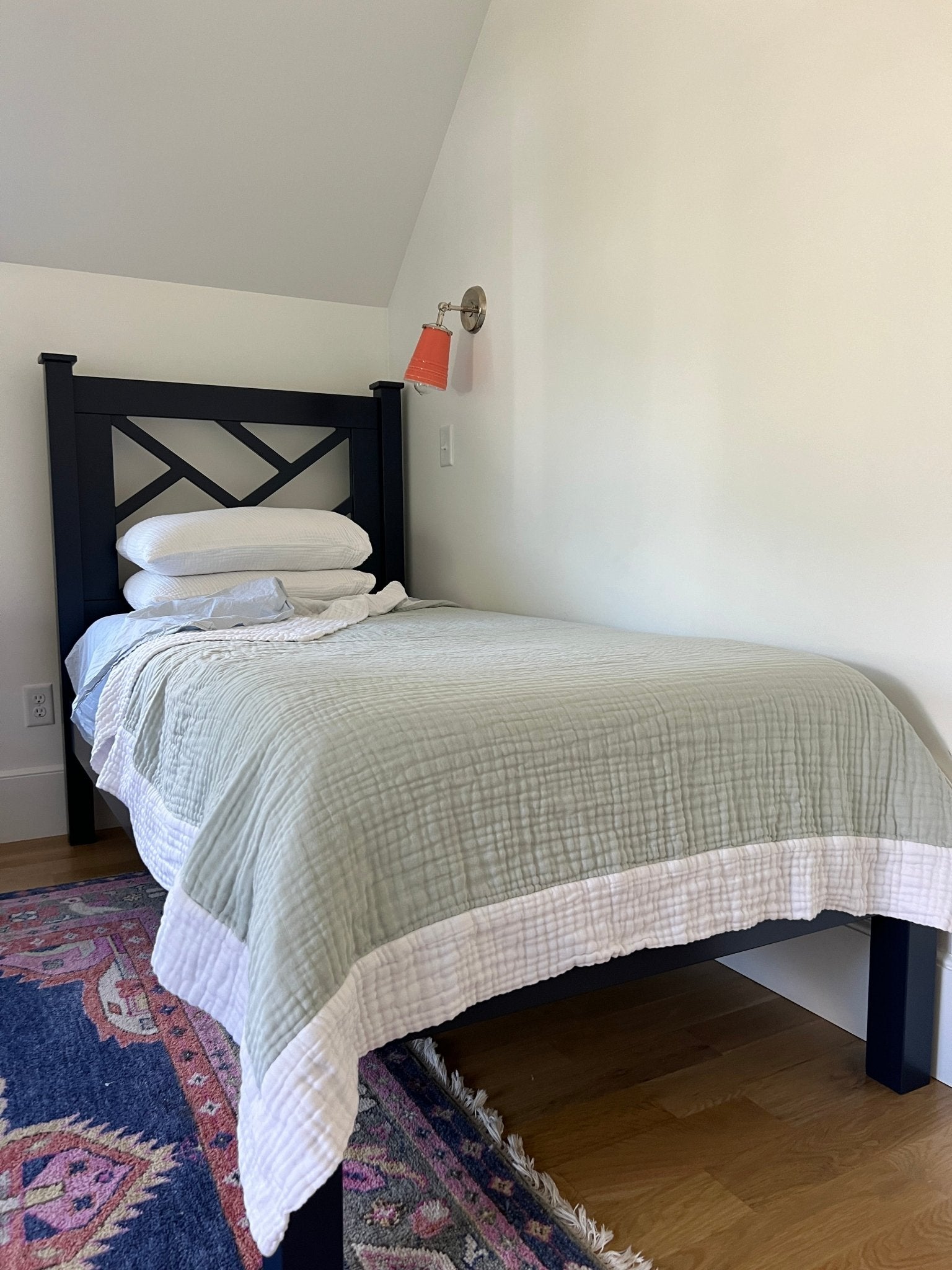 Glacial Sage & Snow All-Season Organic Muslin Twin Blanket Organic Cotton Muslin Blanket Gray Heron