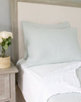 Glacial Sage & Snow Reversible All-Season Organic Muslin King Blanket 8 Layer Cotton Muslin Gray Heron