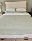 Glacial Sage & Snow Reversible All-Season Organic Muslin King Blanket 8 Layer Cotton Muslin Gray Heron