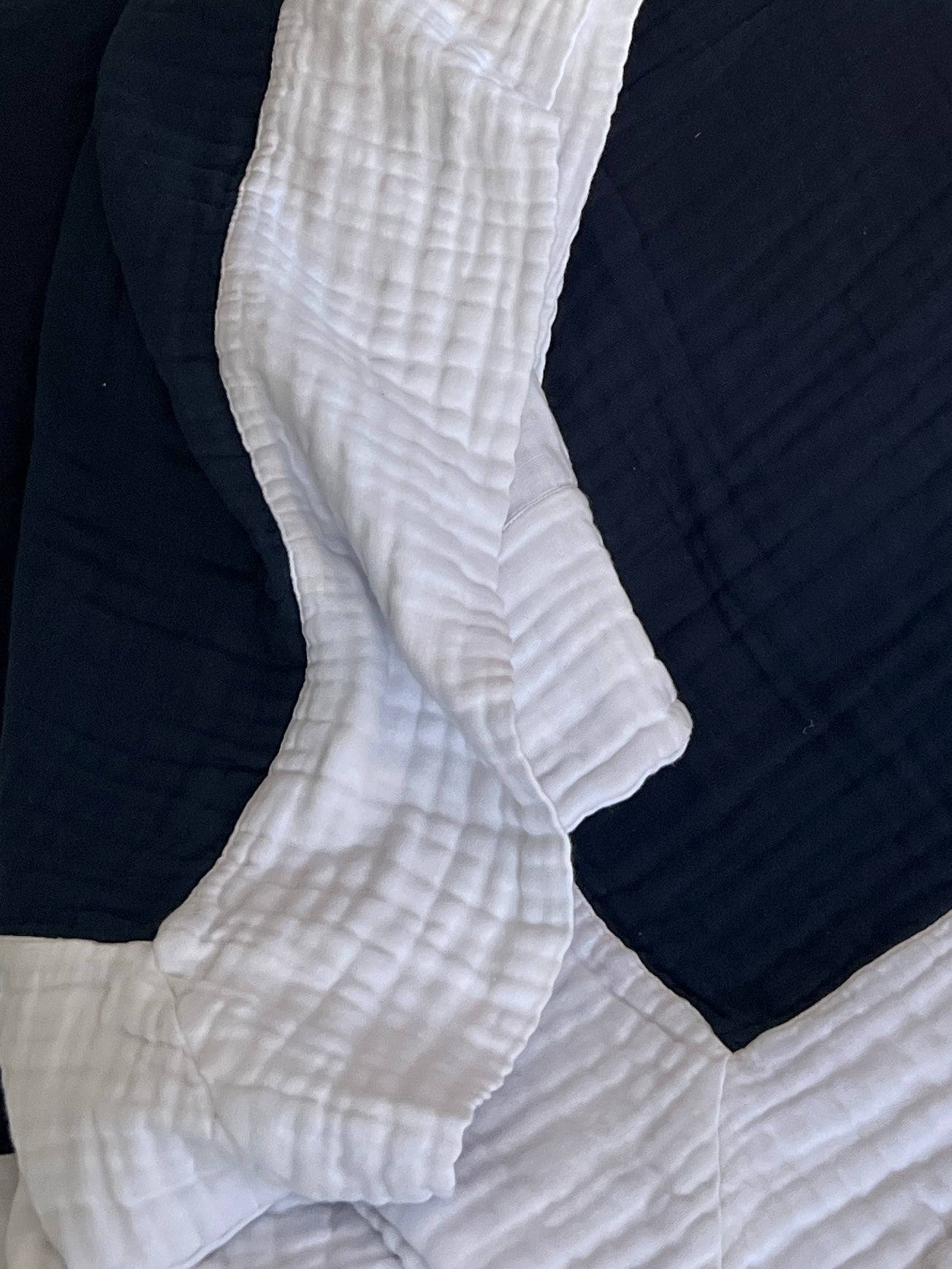 Sand Dollar Navy & Snow All - Season Organic Muslin Throw Blanket - Gray Heron