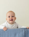 Organic Muslin All-Season Mini Blanket - Lake 8 Layer Muslin Baby Blanket Gray Heron