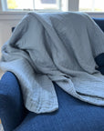 Lake All-Season Organic Muslin Oversized Throw Blanket Organic Cotton Muslin Blanket Gray Heron