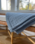 Lake All-Season Organic Muslin Oversized Throw Blanket Organic Cotton Muslin Blanket Gray Heron