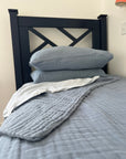 Lake All-Season Organic Muslin Twin Blanket Organic Cotton Muslin Blanket Gray Heron