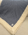 Lake & Cream All-Season Organic Muslin Throw Blanket Organic Cotton Muslin Blanket Gray Heron