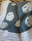 Lake & Cream All-Season Organic Muslin Throw Blanket Organic Cotton Muslin Blanket Gray Heron