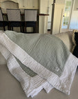 Lake & Cream All-Season Organic Muslin Throw Blanket Organic Cotton Muslin Blanket Gray Heron
