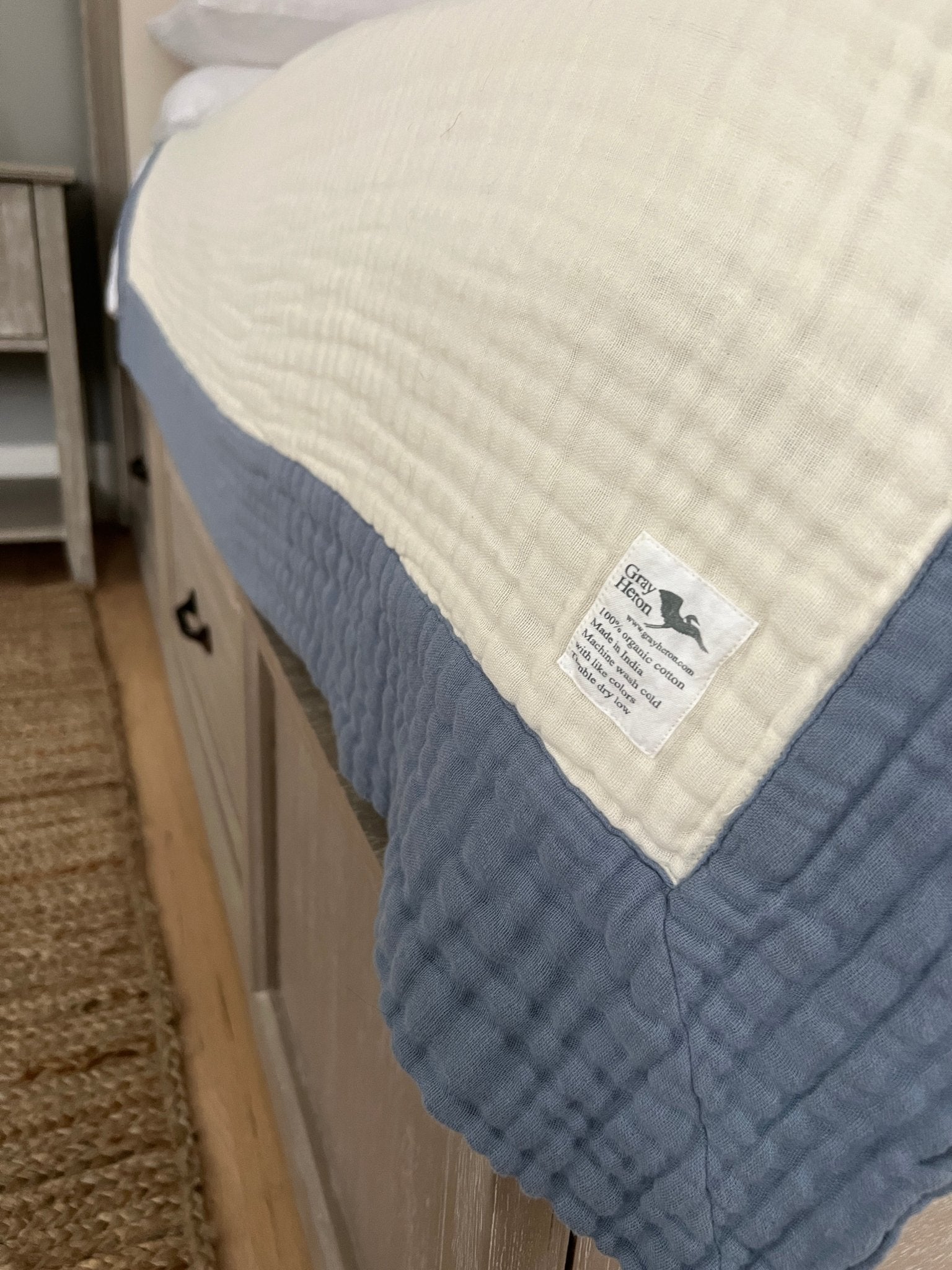 Lake & Cream All-Season Organic Muslin Twin Blanket Organic Cotton Muslin Blanket Gray Heron