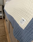 Lake & Cream All-Season Organic Muslin Twin Blanket Organic Cotton Muslin Blanket Gray Heron