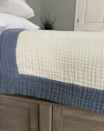Lake & Cream All-Season Organic Muslin Twin Blanket Organic Cotton Muslin Blanket Gray Heron