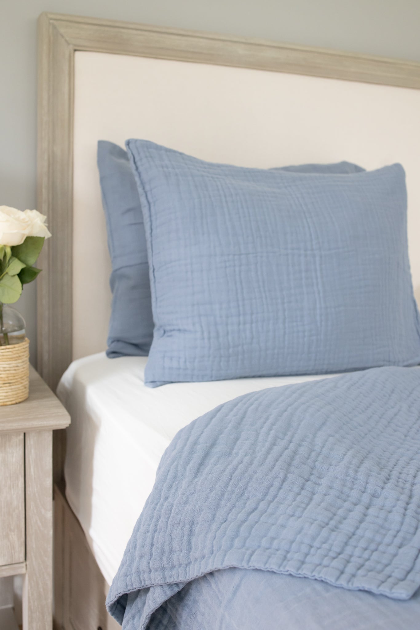 Lake Organic Muslin Standard Pillowcase Set of 2 Organic Pillowcase Gray Heron