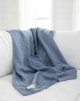 Lake Summer-Weight Organic Muslin Queen Blanket Adult Organic Cotton Muslin Blanket Gray Heron