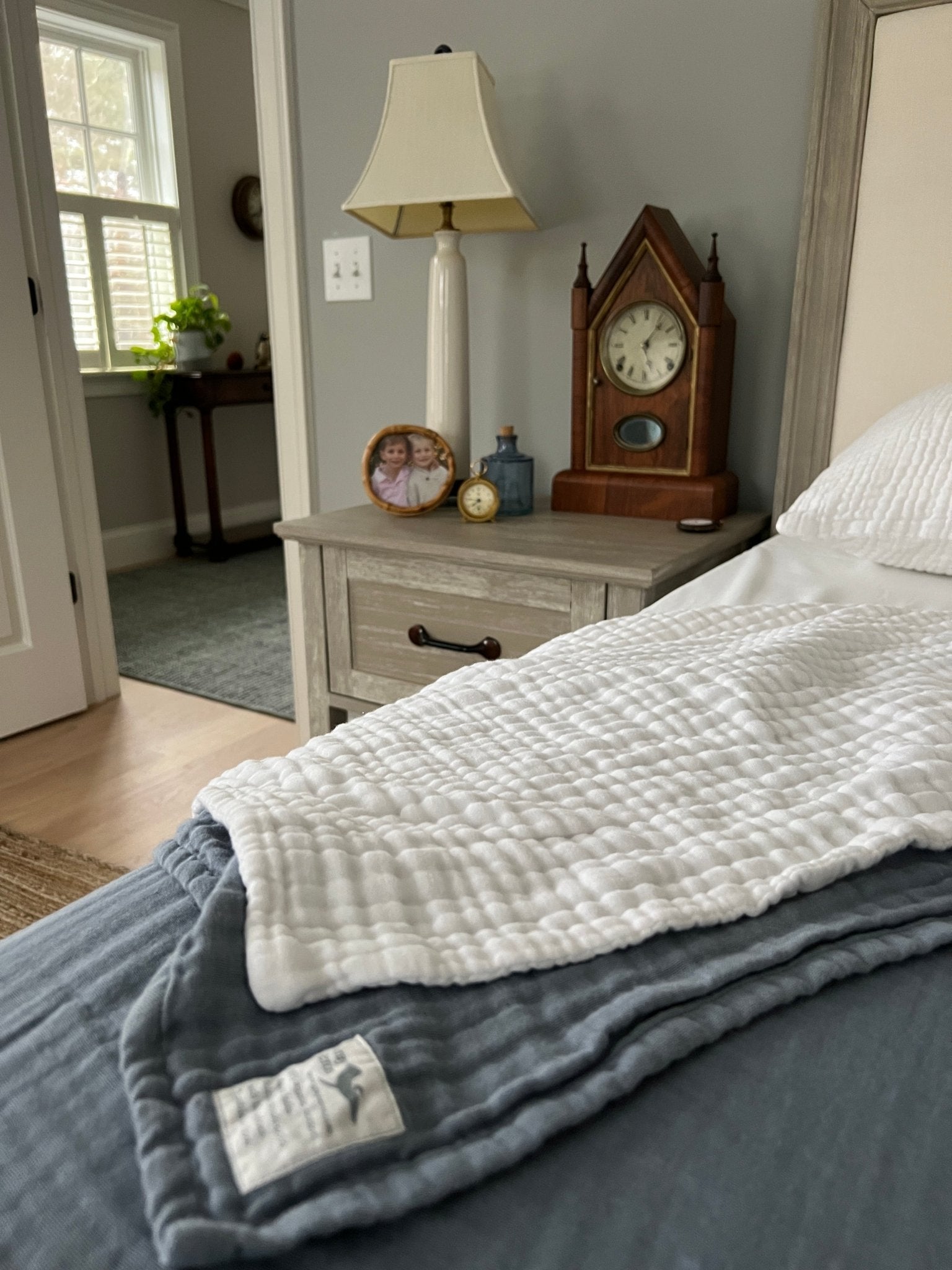 Lake Summer Weight Organic Muslin Twin Blanket Adult Organic Cotton Muslin Blanket Gray Heron