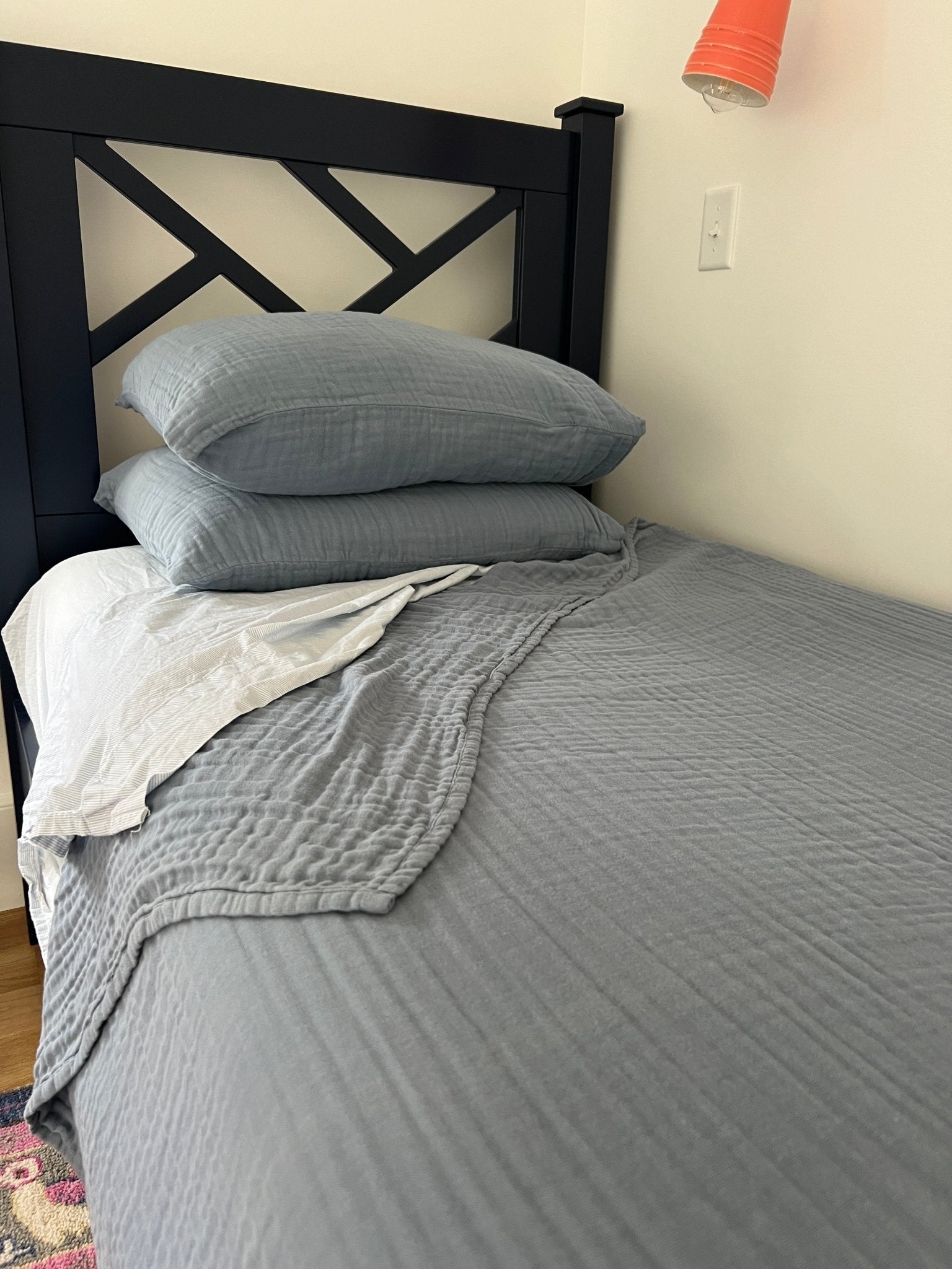 Lake Summer Weight Organic Muslin Twin Blanket Adult Organic Cotton Muslin Blanket Gray Heron