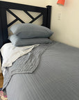 Lake Summer Weight Organic Muslin Twin Blanket Adult Organic Cotton Muslin Blanket Gray Heron