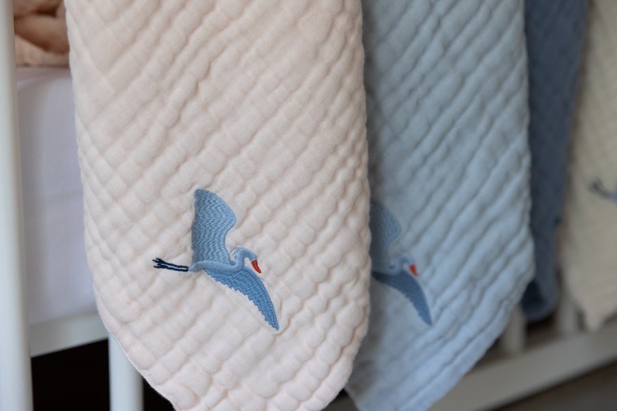 Mist All-Season Organic Muslin Mini Blanket 8 Layer Muslin Baby Blanket Gray Heron