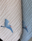 Mist All-Season Organic Muslin Mini Blanket 8 Layer Muslin Baby Blanket Gray Heron