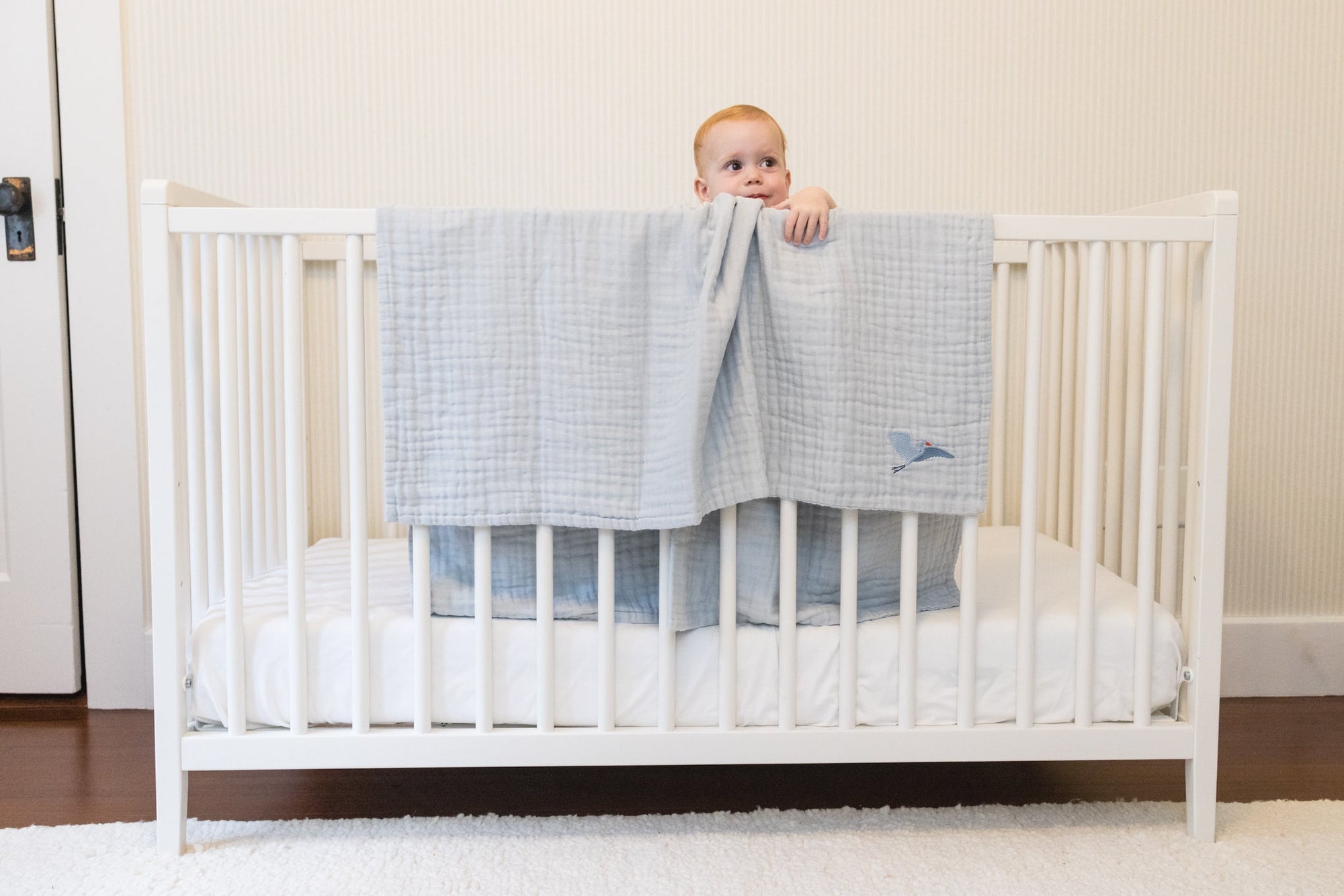 Mist All-Season Organic Muslin Mini Blanket 8 Layer Muslin Baby Blanket Gray Heron