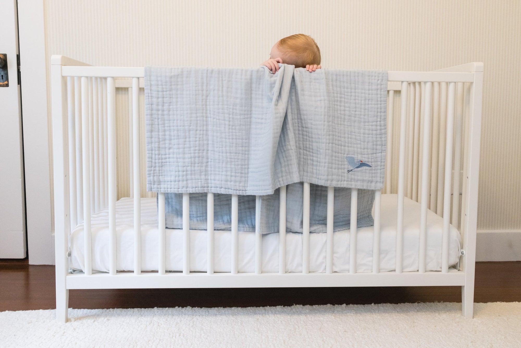 Mist All-Season Organic Muslin Mini Blanket 8 Layer Muslin Baby Blanket Gray Heron