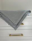 Mist All-Season Organic Muslin Throw Blanket Organic Cotton Muslin Blanket Gray Heron